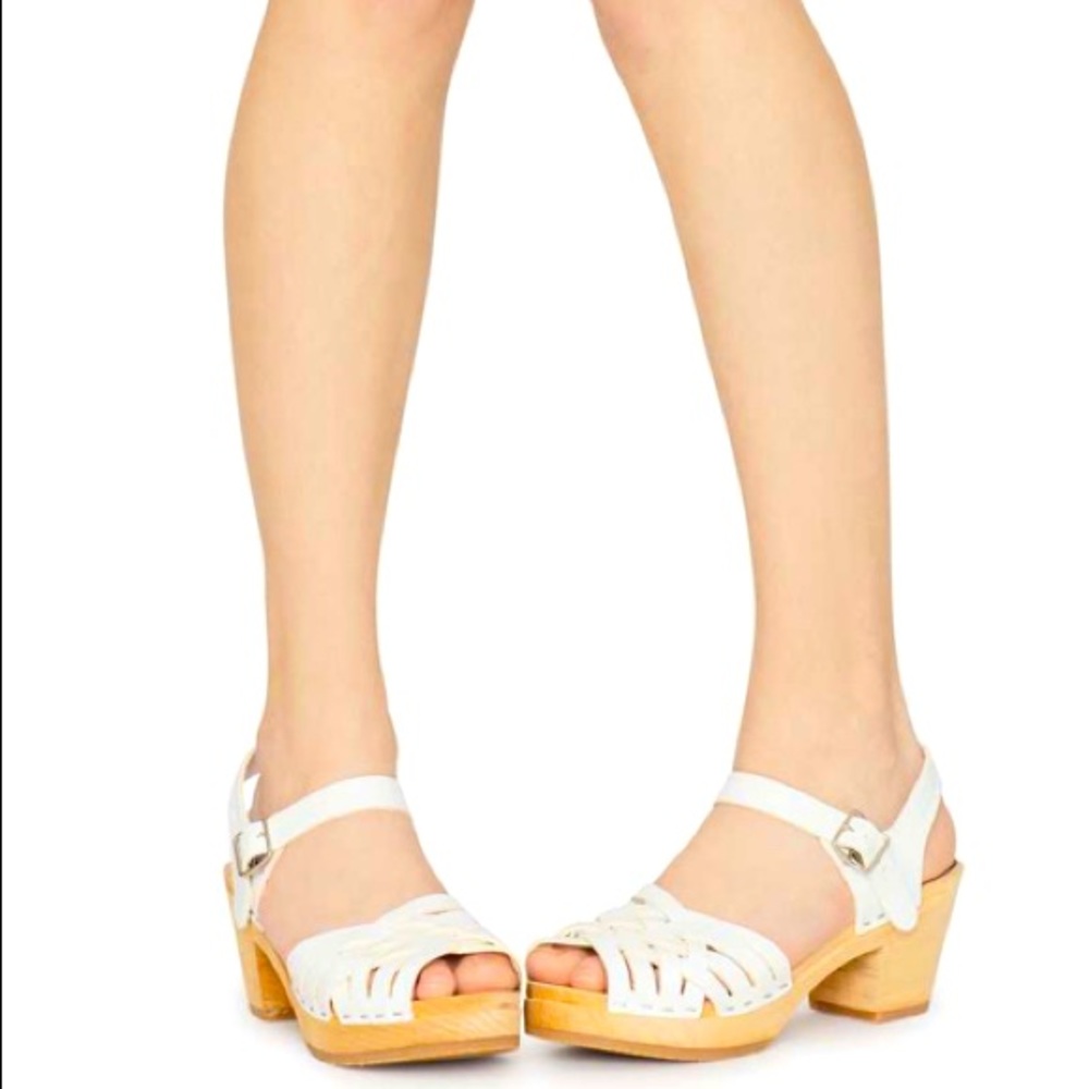 Size 39 white braided high Swedish Hasbeens. Never worn!